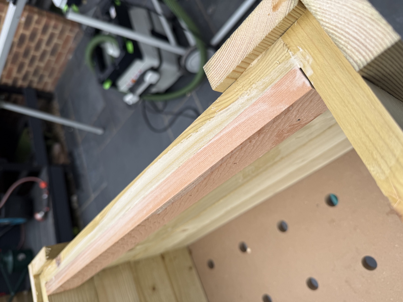 Pine frame box with all four walls joined, open at bottom