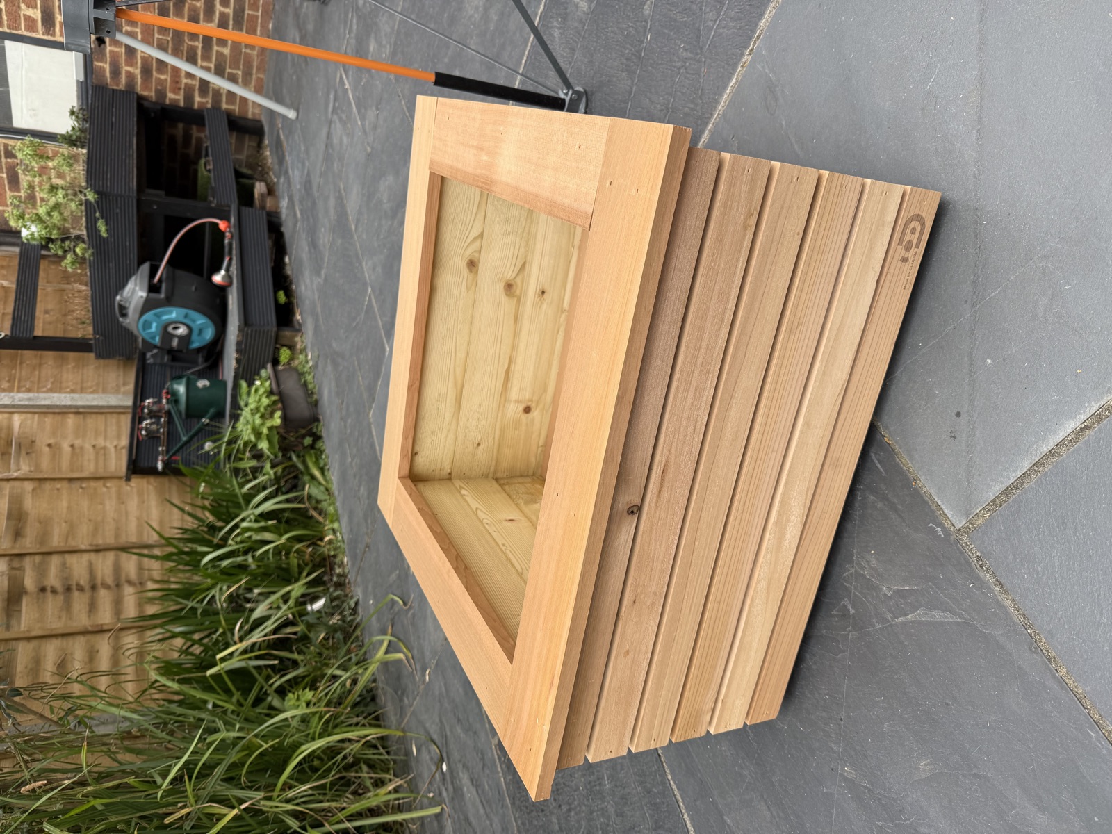 Finished planter with top lip fitted and cedar cladding complete